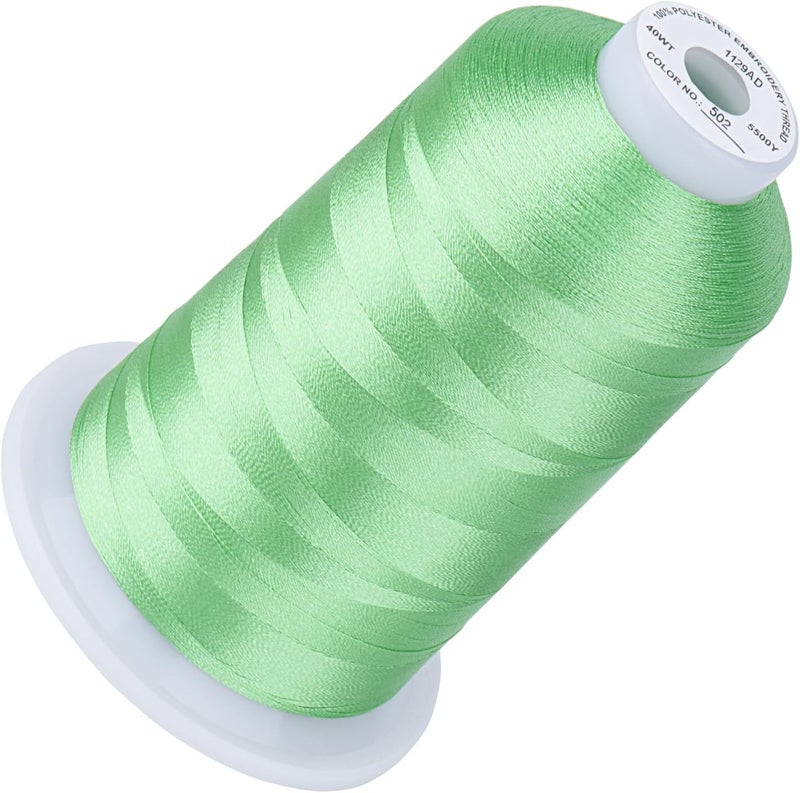 simthread 5500Yds Embroidery Thread, 5000M High-Yardage 40WT 100% Polyester Thread – 170+ Vivid Colors, High-Speed Rated – Compatible with Brother, Singer, Janome & More - Mint Green 502 - Image 1